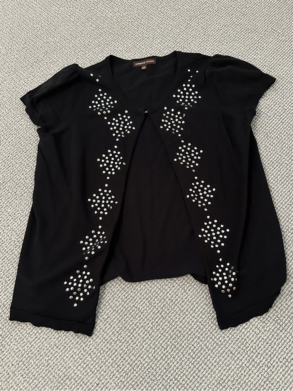 Women’s Size M Black Studded Short Sleeve Cardigan